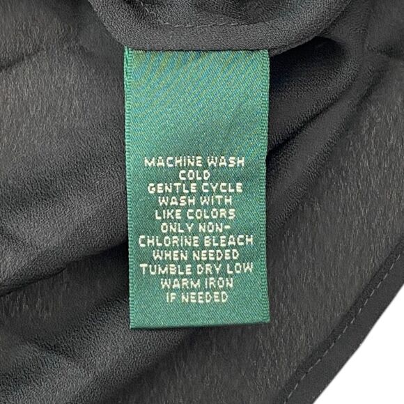 Lauren Ralph Lauren Floral Blouse Top Sheer Black Career Whimsygoth Womens 1X - Picture 10 of 15